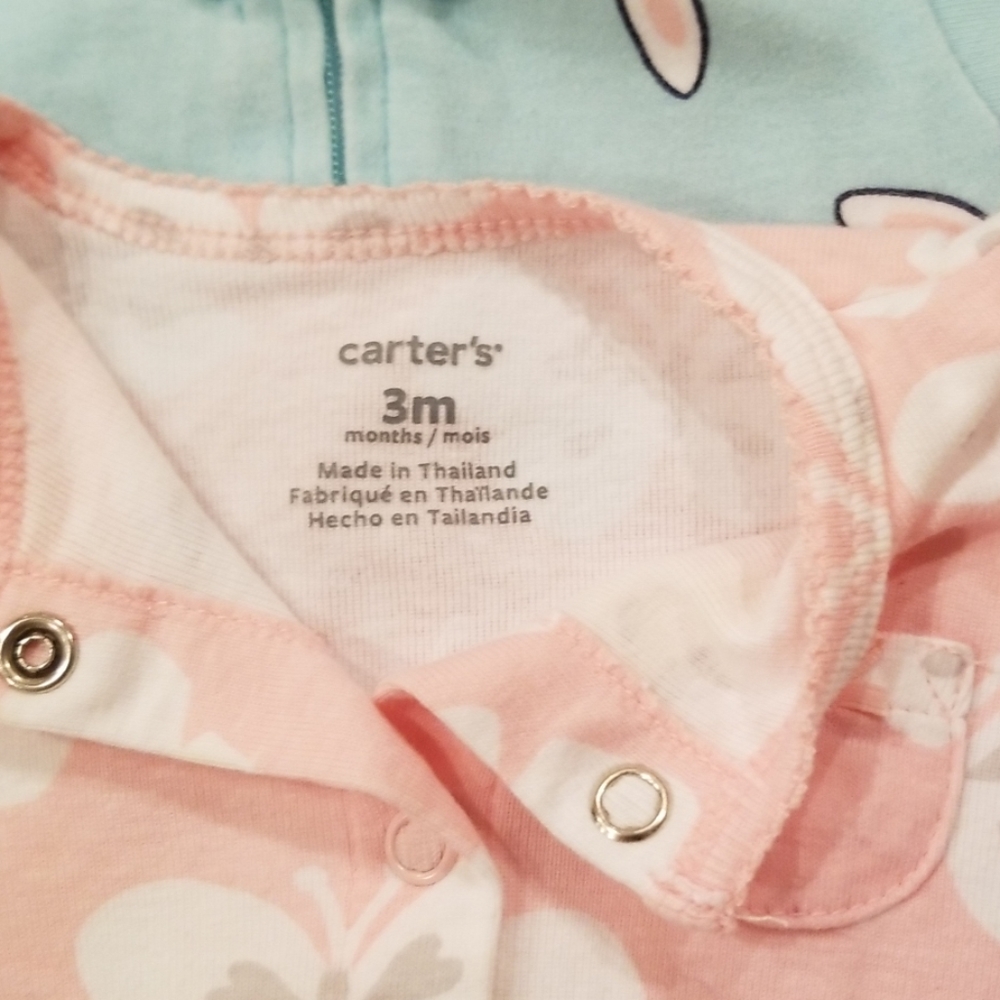 Two long sleeve 3 month sleep n play onesies